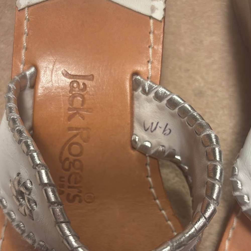 Jack Rogers White and Silver Sandals with Braided Straps - Picture 6 of 6